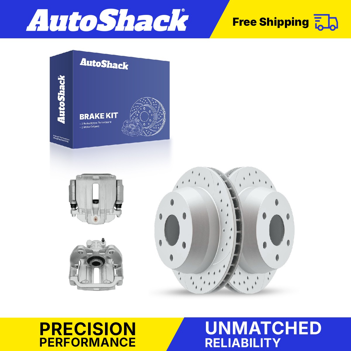 Rear Drilled Slotted Brake Rotors Calipers for Chevrolet, Silverado 1500 2002