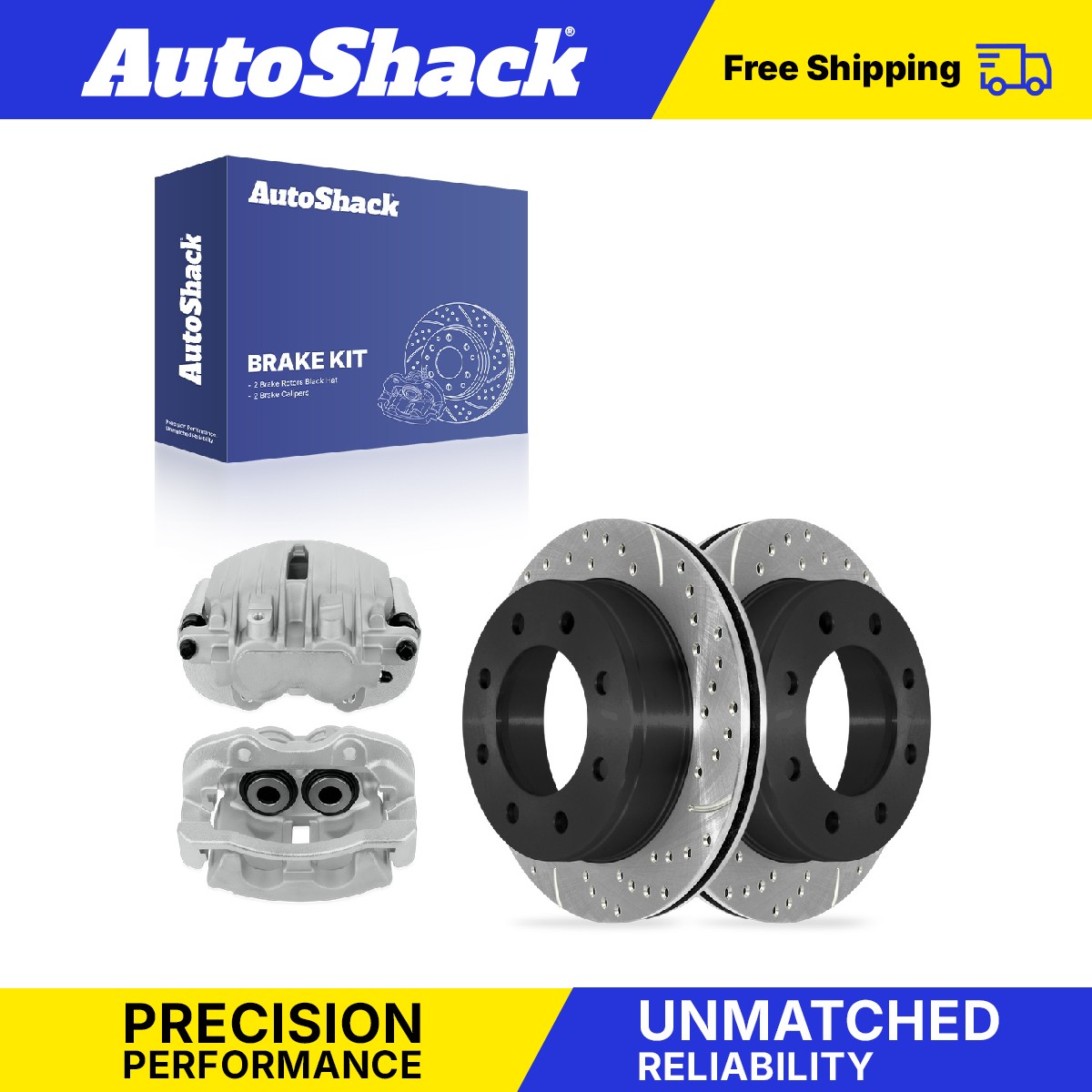 Rear Drilled Slotted Brake Rotors Calipers for Chevrolet, Silverado 1500 2004