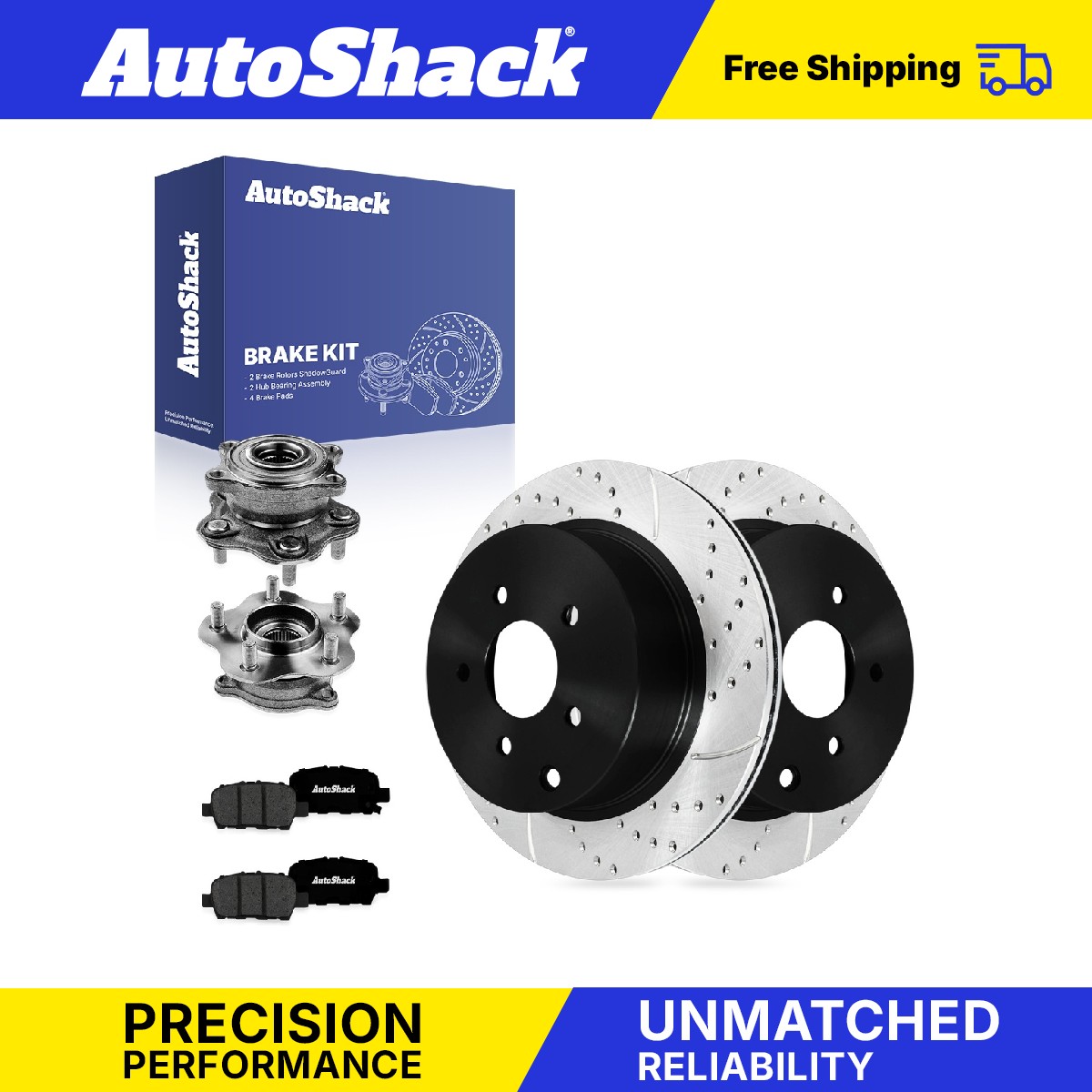 Rear Drilled Slotted Brake Rotors Premium Pads Hubs for INFINITI, FX35 2009-2010
