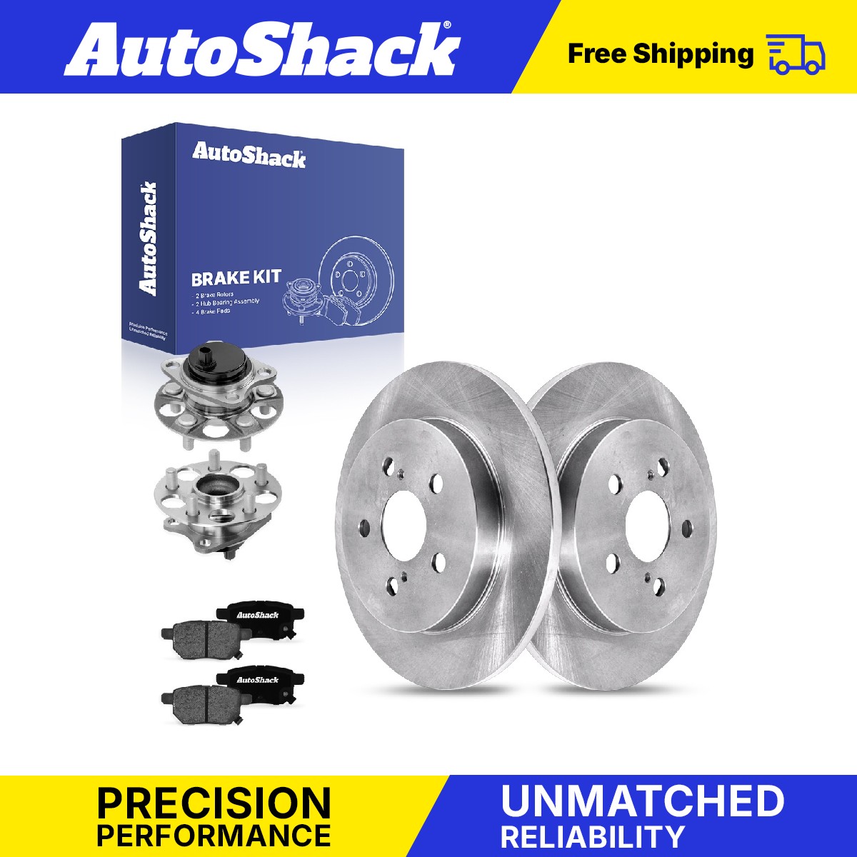 Rear Brake Rotors Ceramic Pads Hubs for Toyota, Prius 2010-2013, FWD L4 1.8L