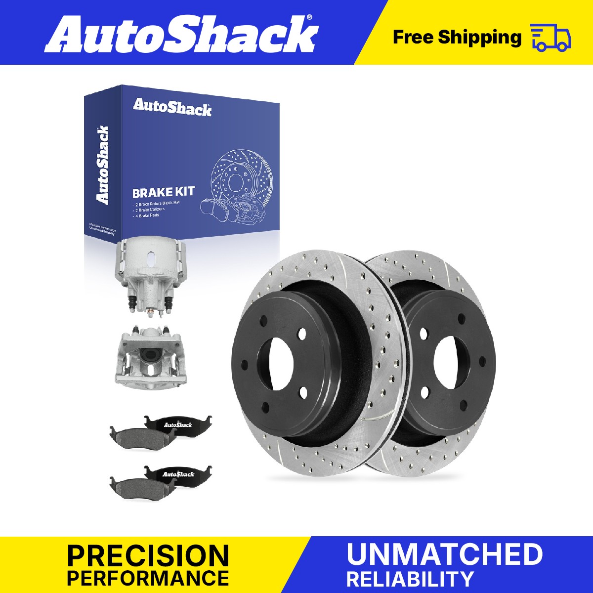 Rear Drilled Slotted Brake Rotors Ceramic Pads Calipers for Ram, 1500 2011-2018