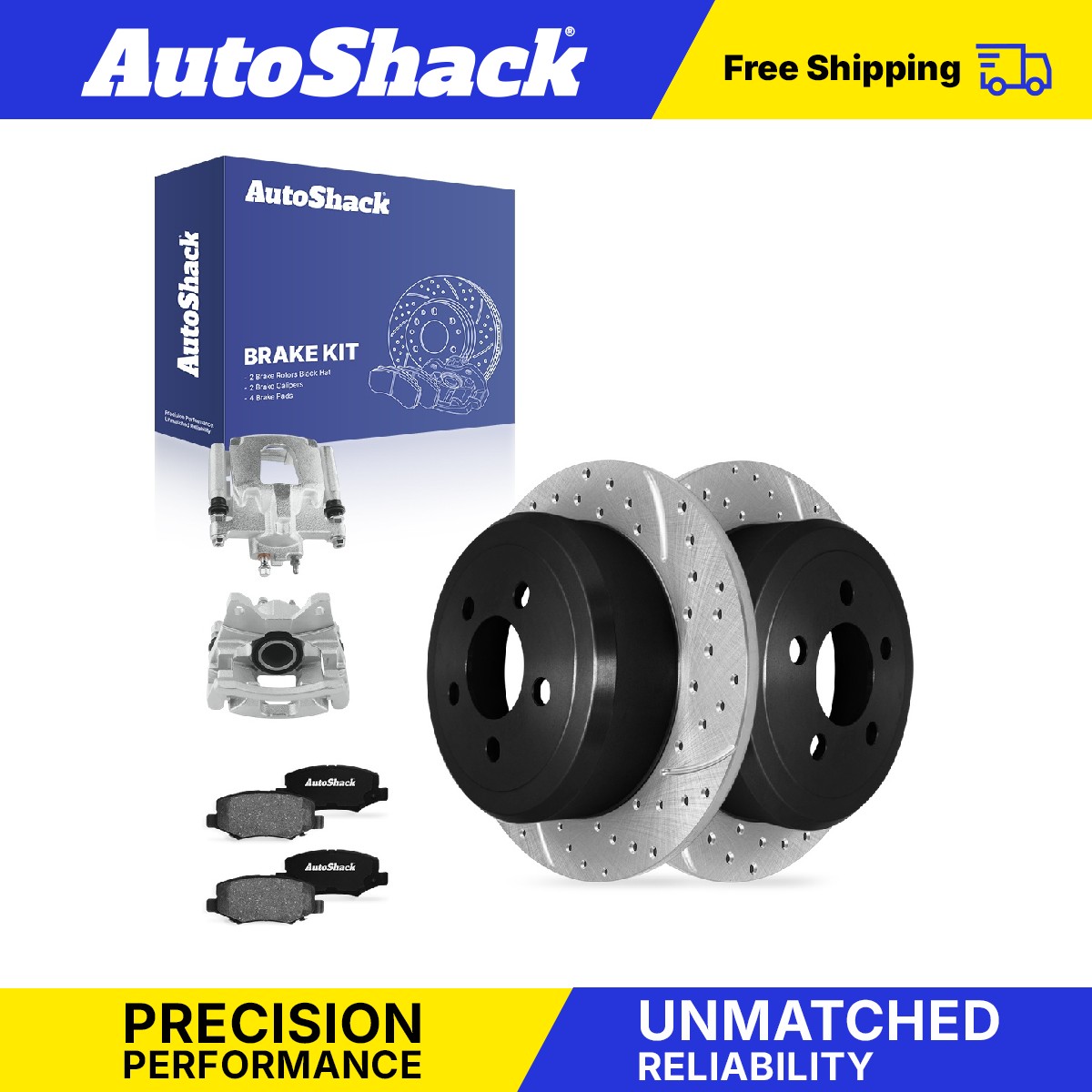 Rear Drilled Slotted Brake Rotors Pads Calipers for Jeep, Liberty 2008-2012