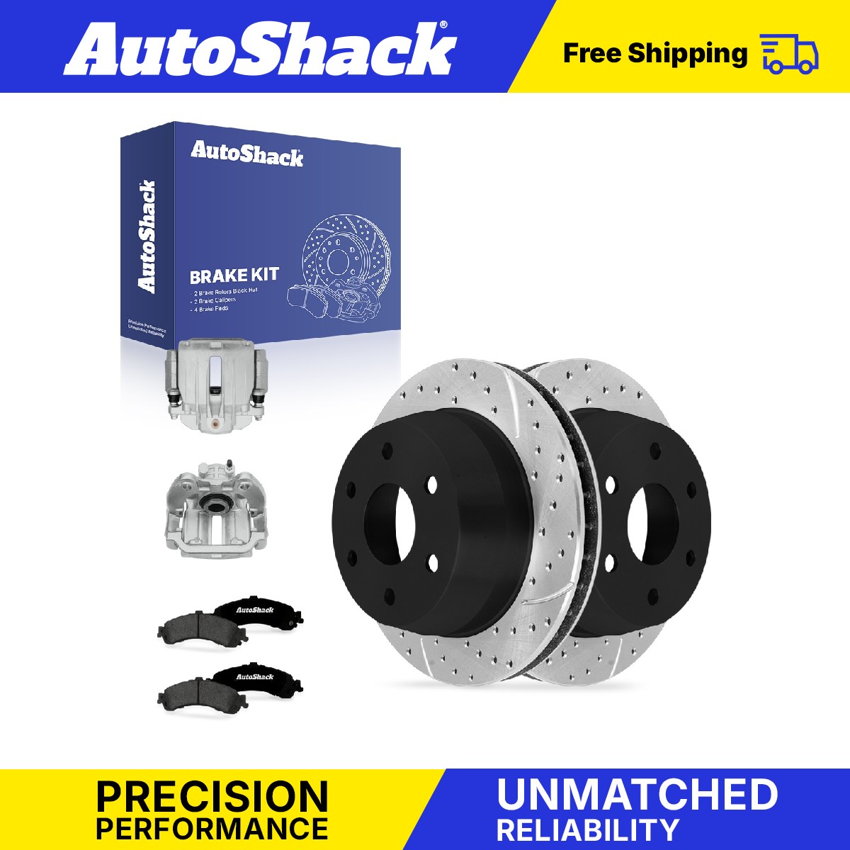 Rear Drilled Slotted Brake Rotors Premium Pads Calipers for GMC, Sierra 1500 02