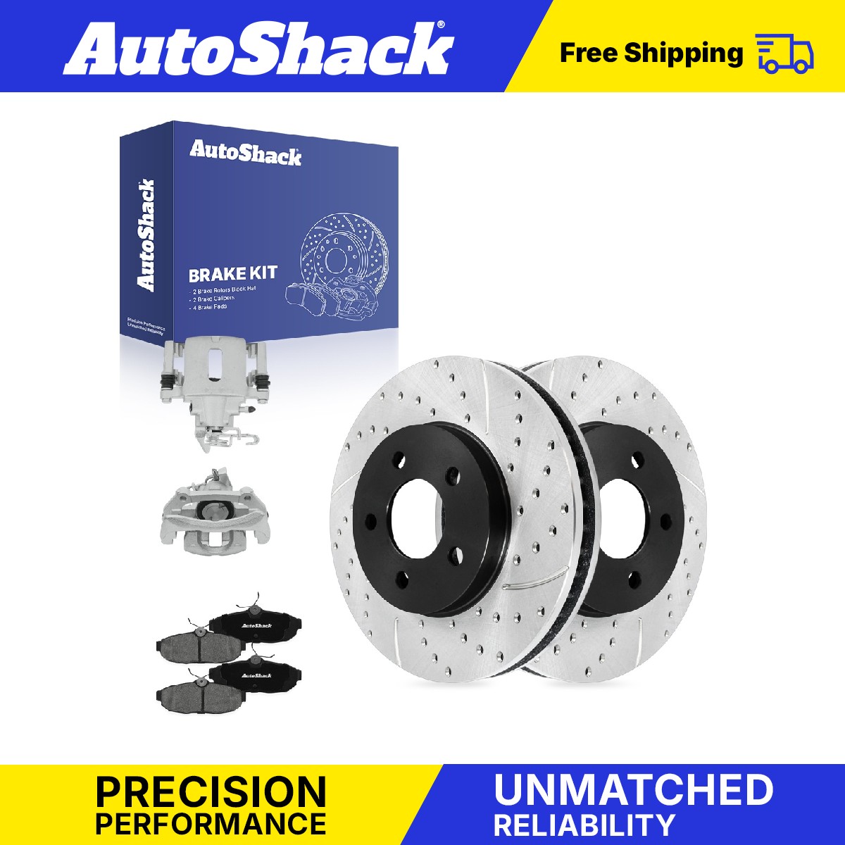 Rear Drilled Slotted Brake Rotors Premium Pads Calipers for Ford, Mustang 05-11