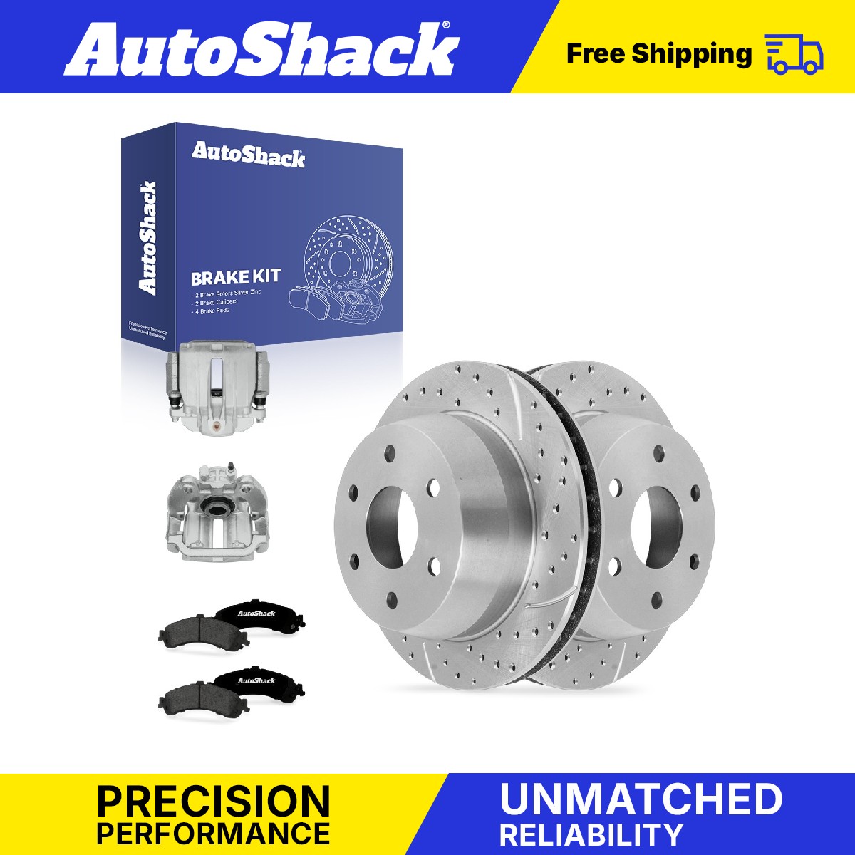 Rear Drilled Slotted Brake Rotors Premium Pads Calipers for GMC, Sierra 1500 02