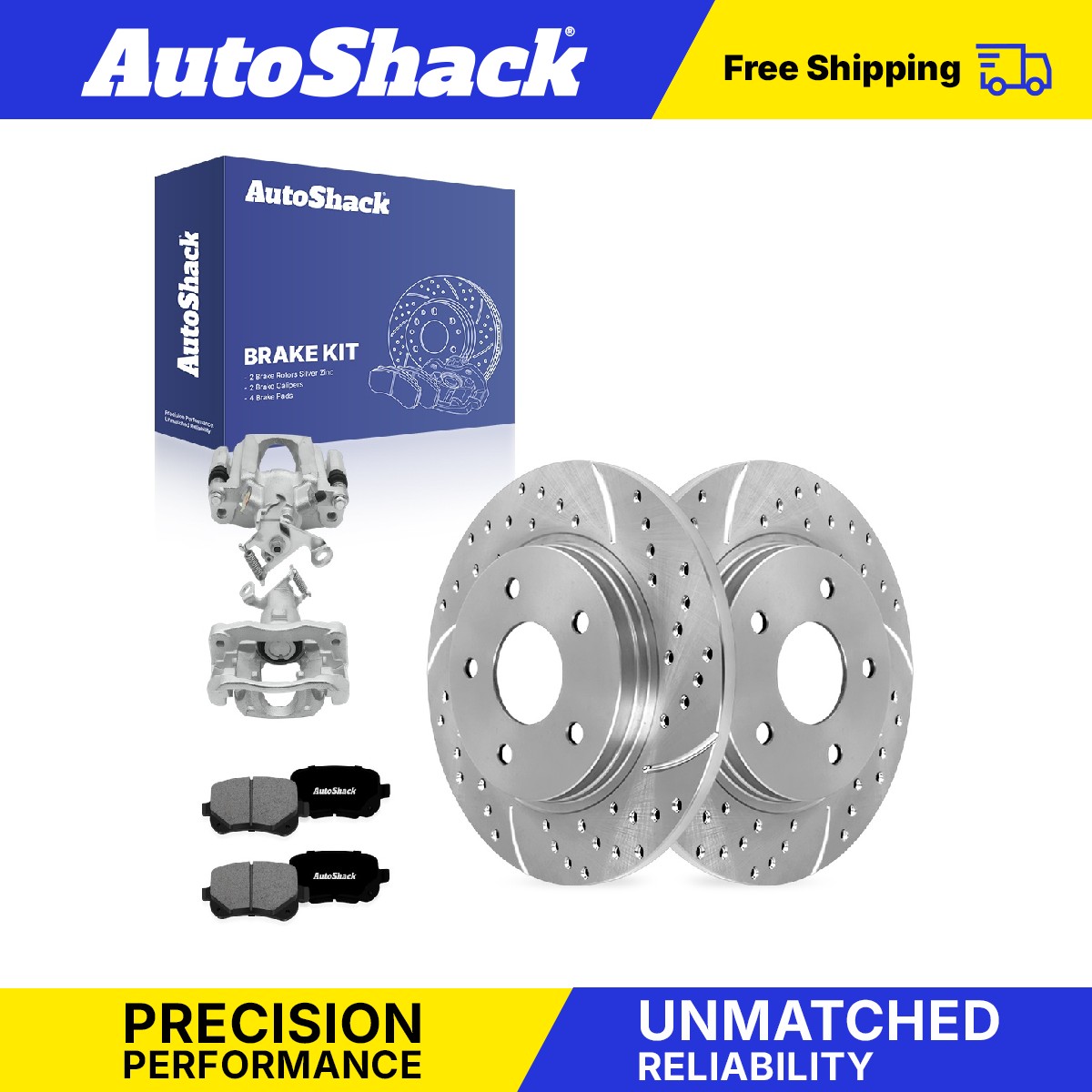 Rear Drilled Slotted Brake Rotors Premium Pads Calipers for Dodge, Journey 09-12