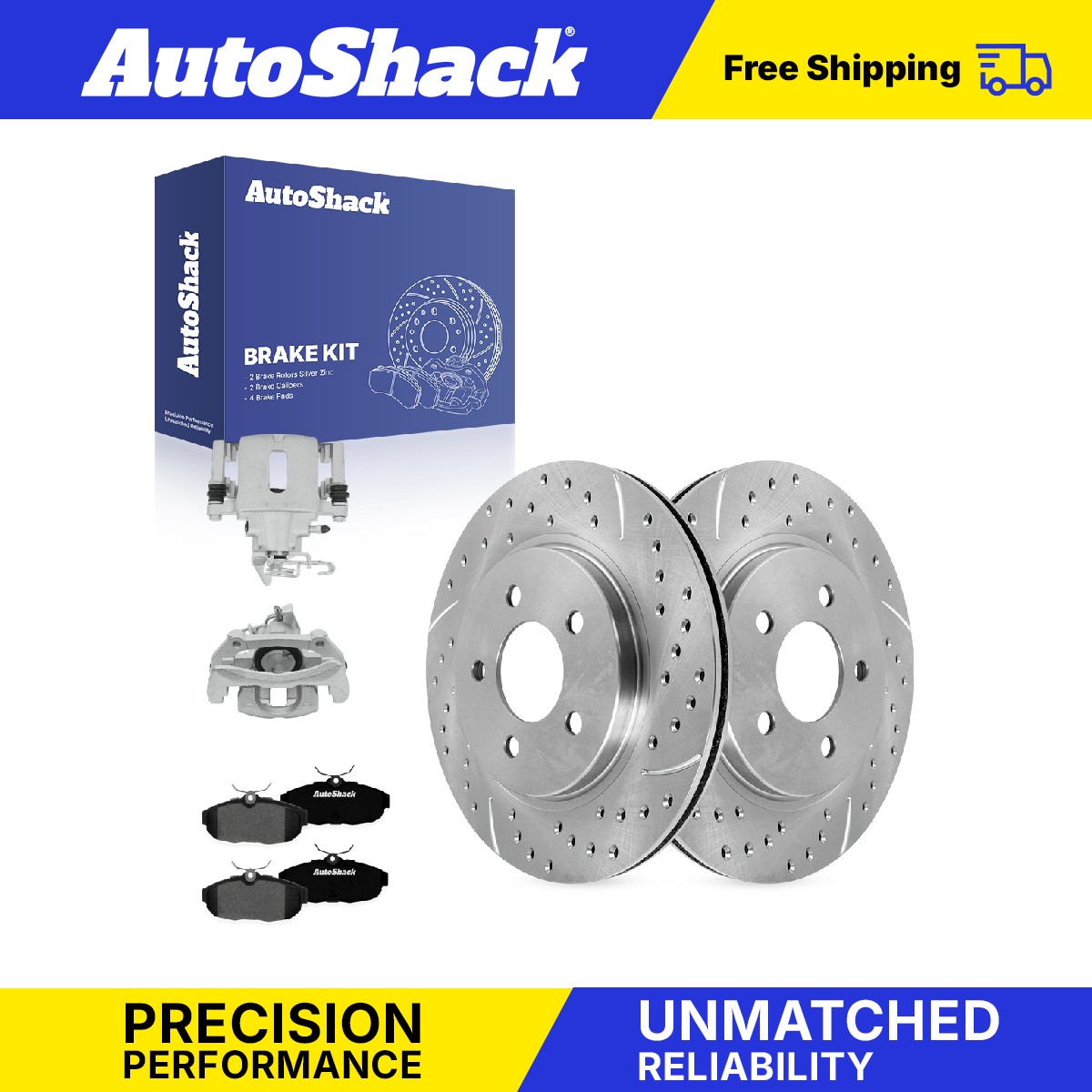 Rear Drilled Slotted Brake Rotors Premium Pads Calipers for Ford, Mustang 11-14