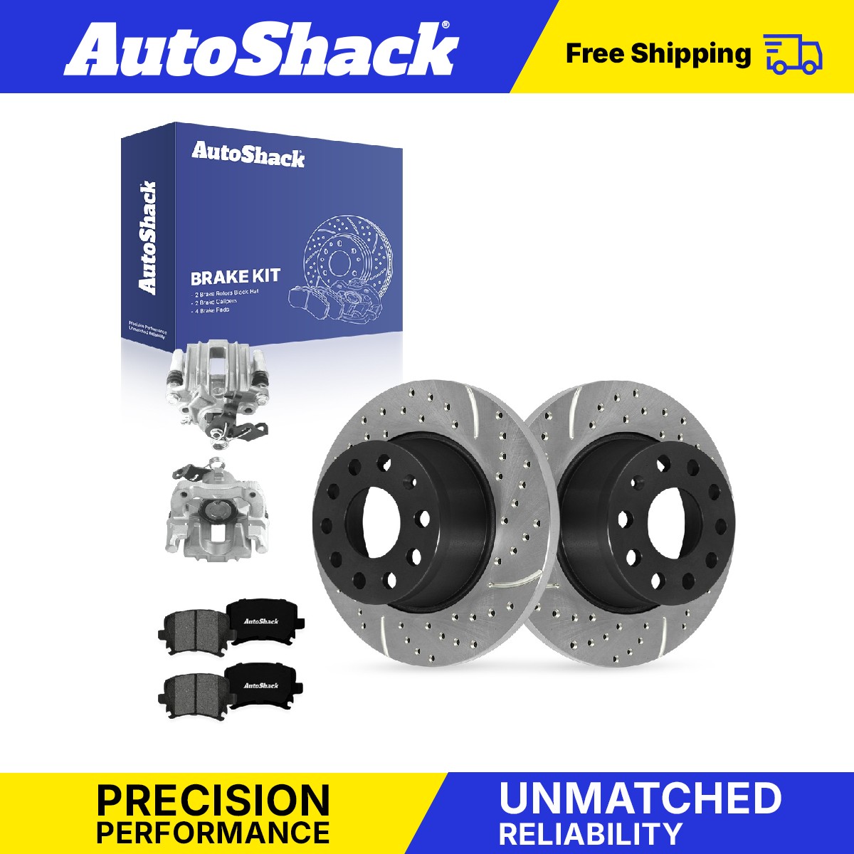 Rear Drilled Slotted Brake Rotors Premium Pads Calipers for VW Jetta 2005