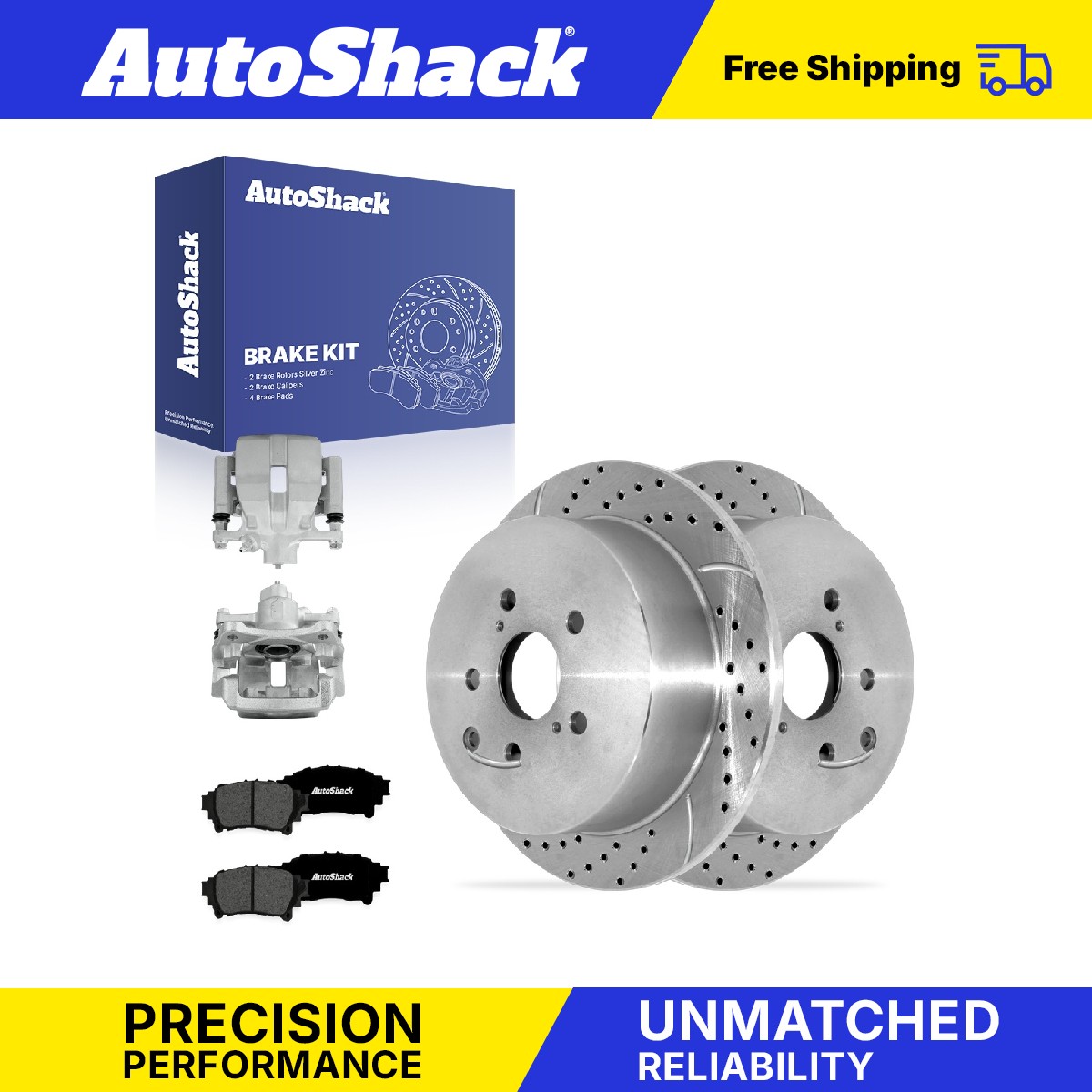 Rear Drilled Slotted Brake Rotors Pad Caliper for Toyota, Highlander 14-19