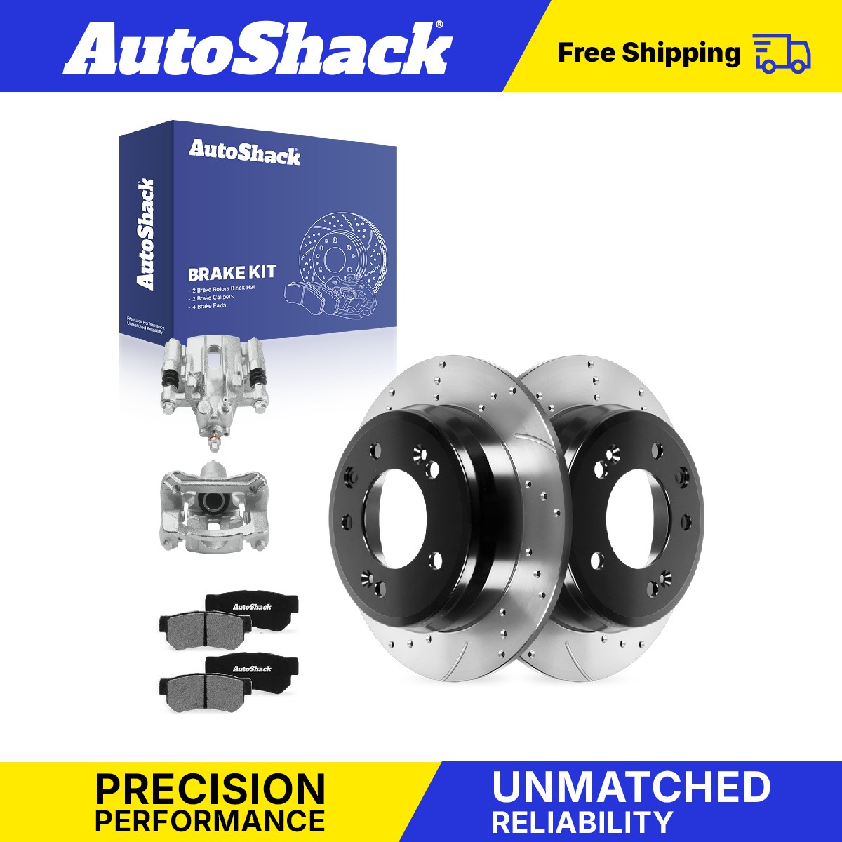 Rear Drilled Slotted Brake Rotors Pads Calipers for Hyundai, Tucson 2010-2015