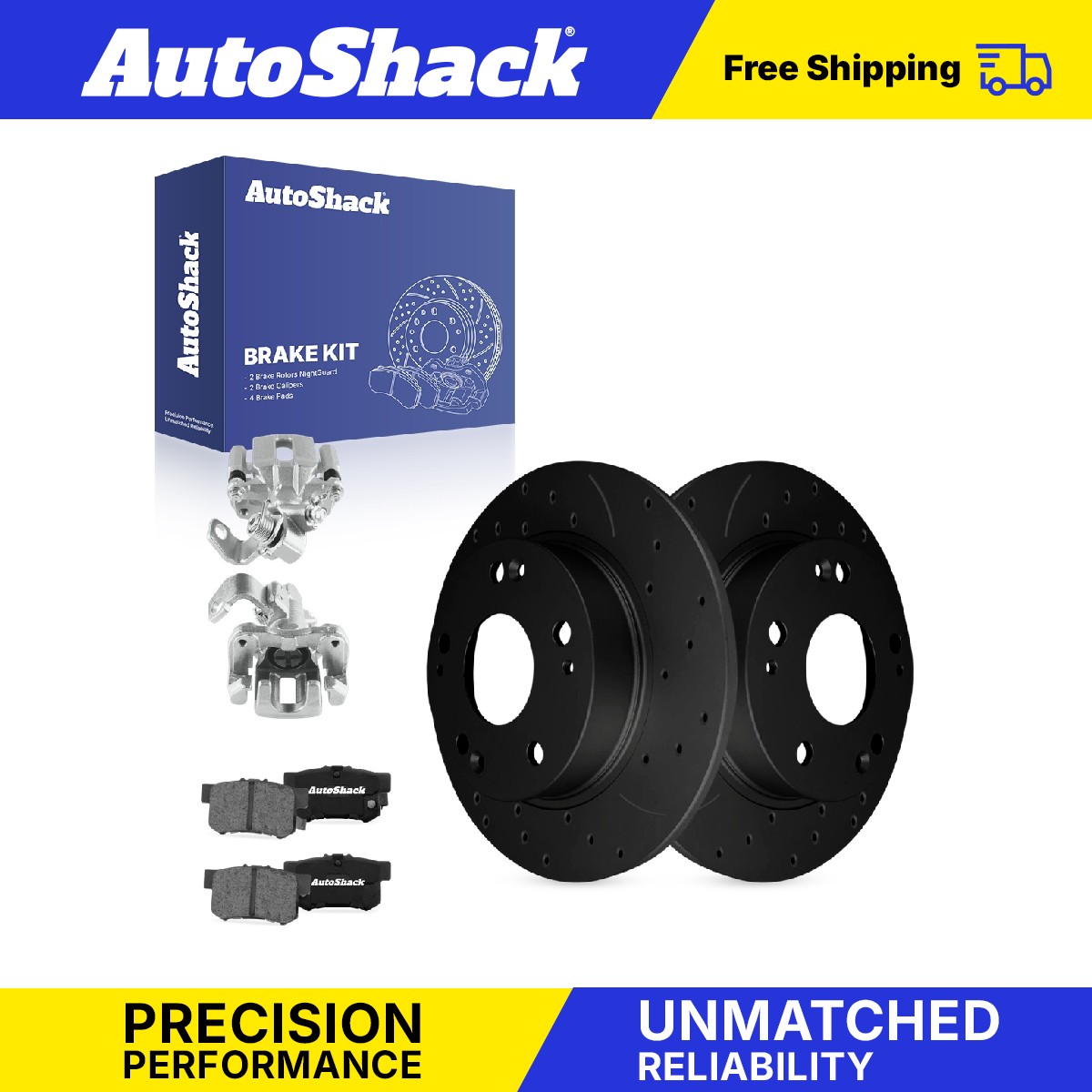 Rear Drilled Slotted Brake Rotors Pads Calipers for Honda, Civic 2006-2015