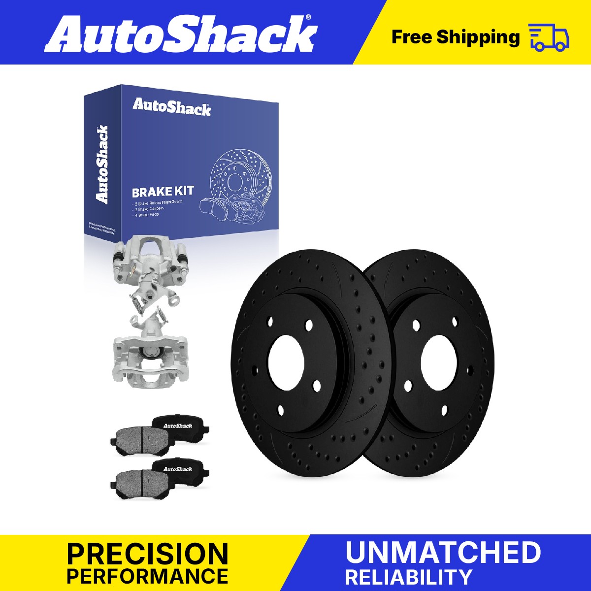 Rear Drilled Slotted Brake Rotors Pads Calipers for Dodge, Journey 2009-2012