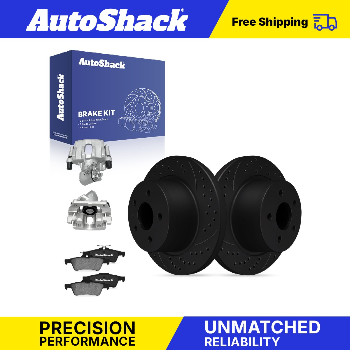 Rear Drilled Slotted Brake Rotors Pads Calipers for Ford, C-Max 2013-2018
