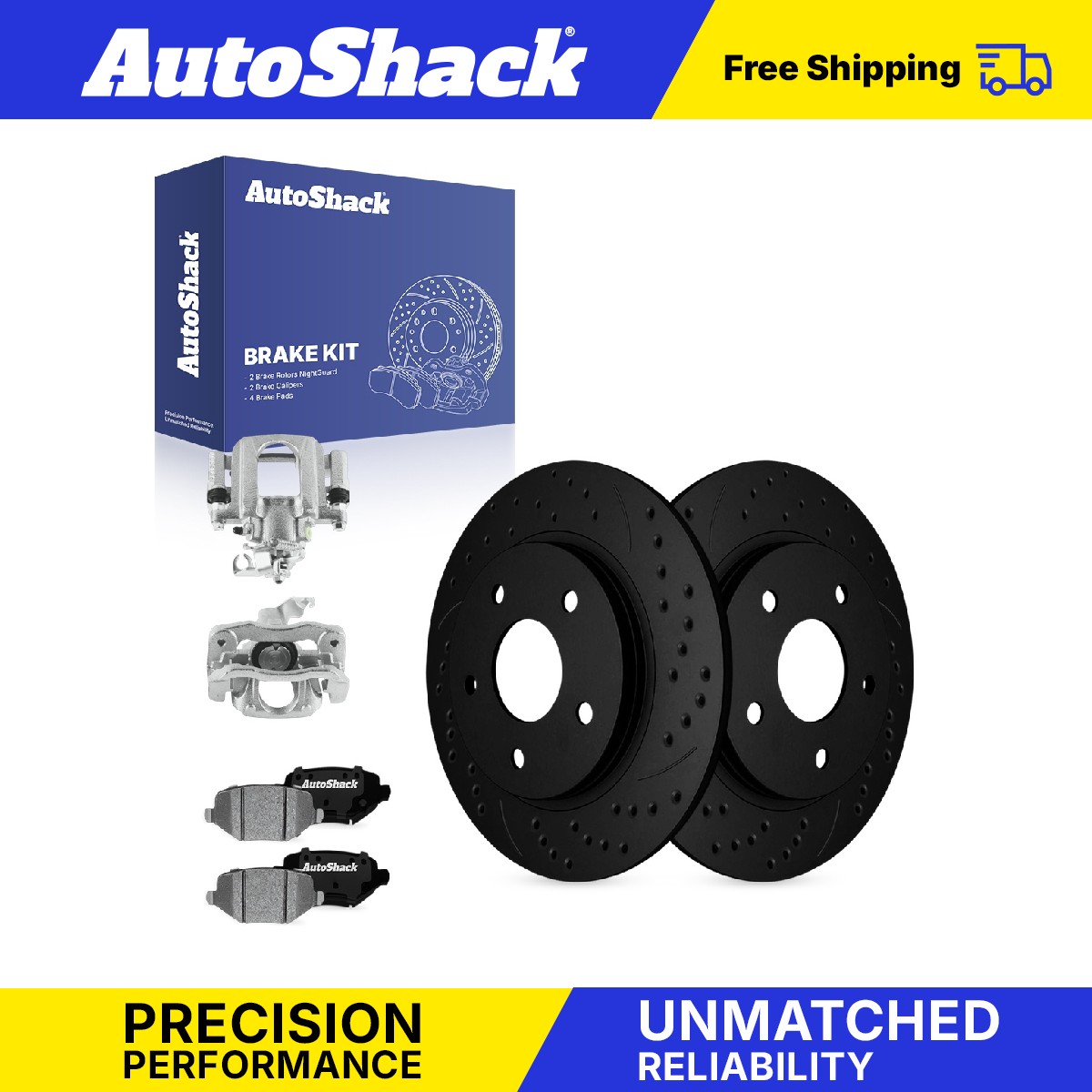 Rear Drilled Slotted Brake Rotors Pads Calipers for Dodge, Grand Caravan 12-16