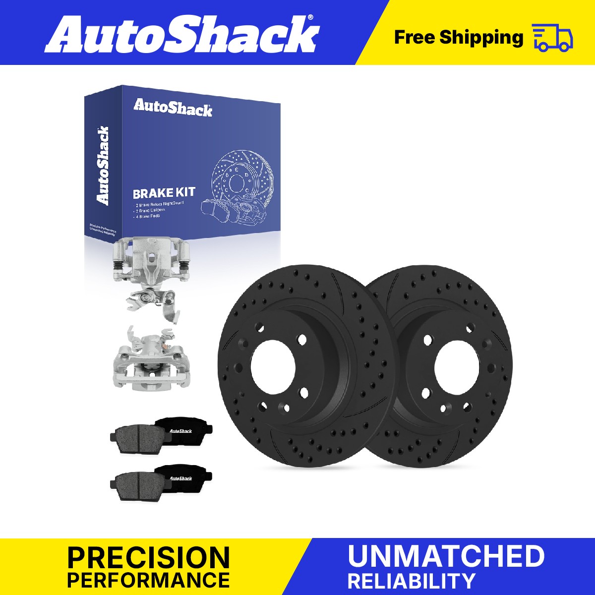 Rear Drilled Slotted Brake Rotors Premium Pads Calipers for Ford, Fusion 06-12