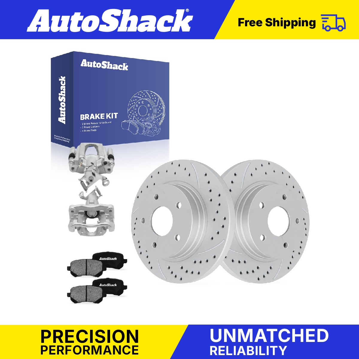 Rear Drilled Slotted Brake Rotors Ceramic Pads Calipers for Dodge, Journey 09-12