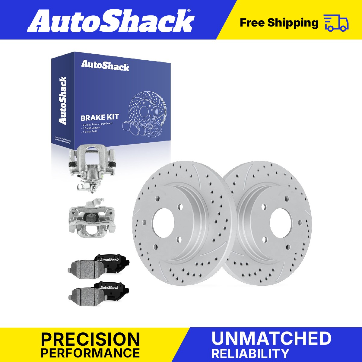Rear Drilled Slotted Brake Rotors Pad Calipers for Dodge, Grand Caravan 12-16