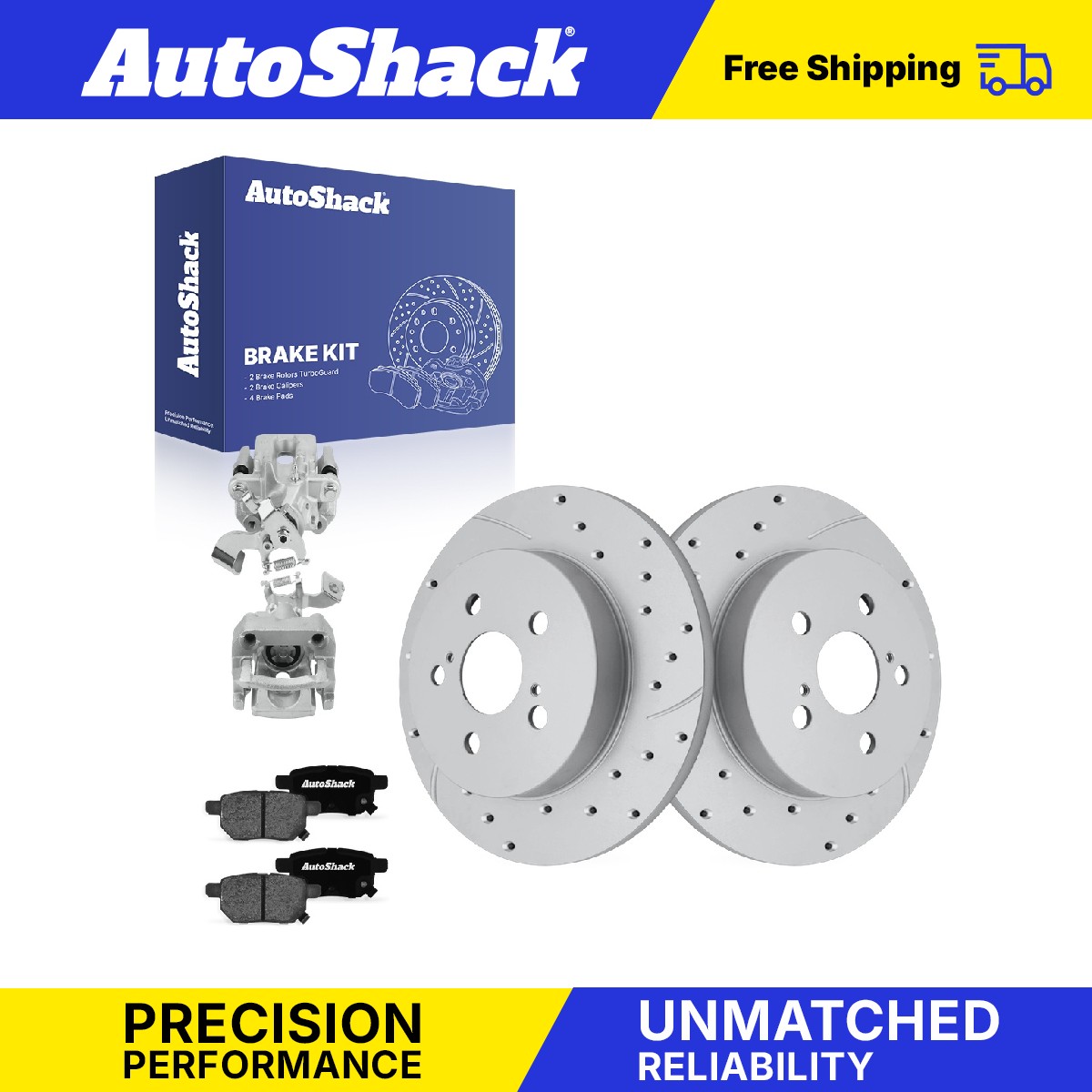Rear Drilled Slotted Brake Rotors Pad Calipers for Toyota, Prius Prime 17