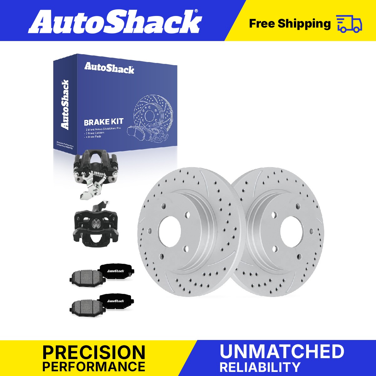 Rear Drilled Slotted Rotors Pad Calipers Black for Dodge, Grand Caravan 12-16