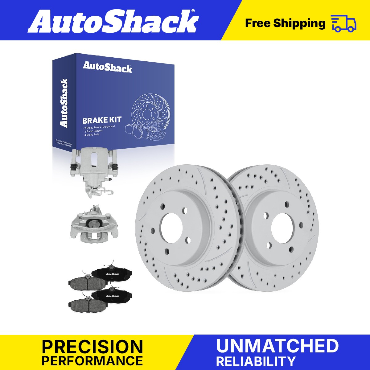 Rear Drilled Slotted Brake Rotors Premium Pad Calipers for Ford, Mustang 05-11