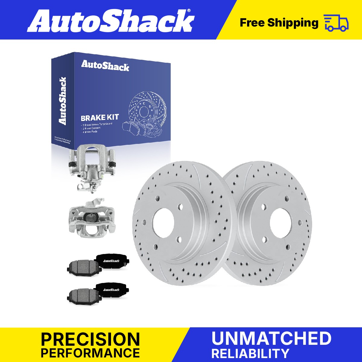 Rear Drilled Slotted Rotors Premium Pad Calipers for Dodge, Grand Caravan 12-16