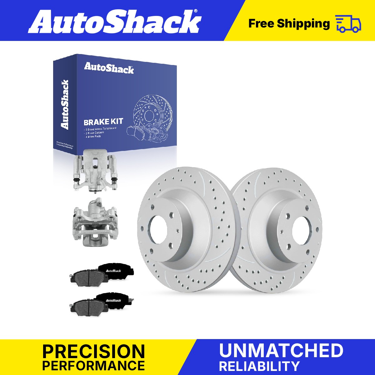 Rear Drilled Slotted Brake Rotors Premium Pad Calipers for Mazda, CX-5 16-25