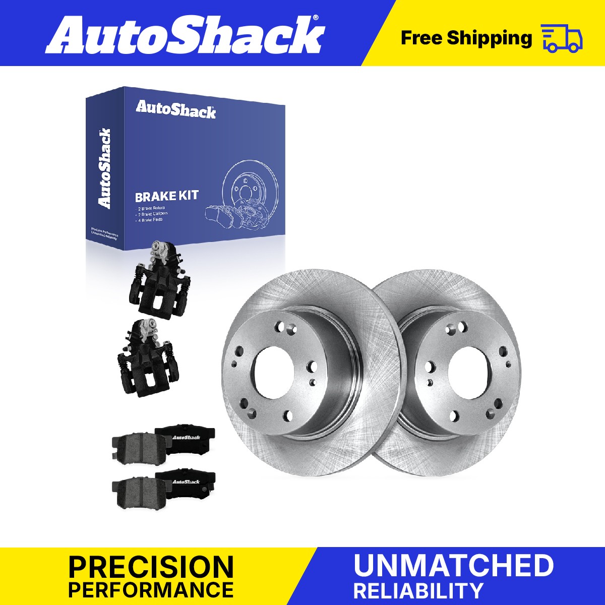 Rear Brake Rotors Premium Pads Calipers Black for Honda, Civic 2006-2015
