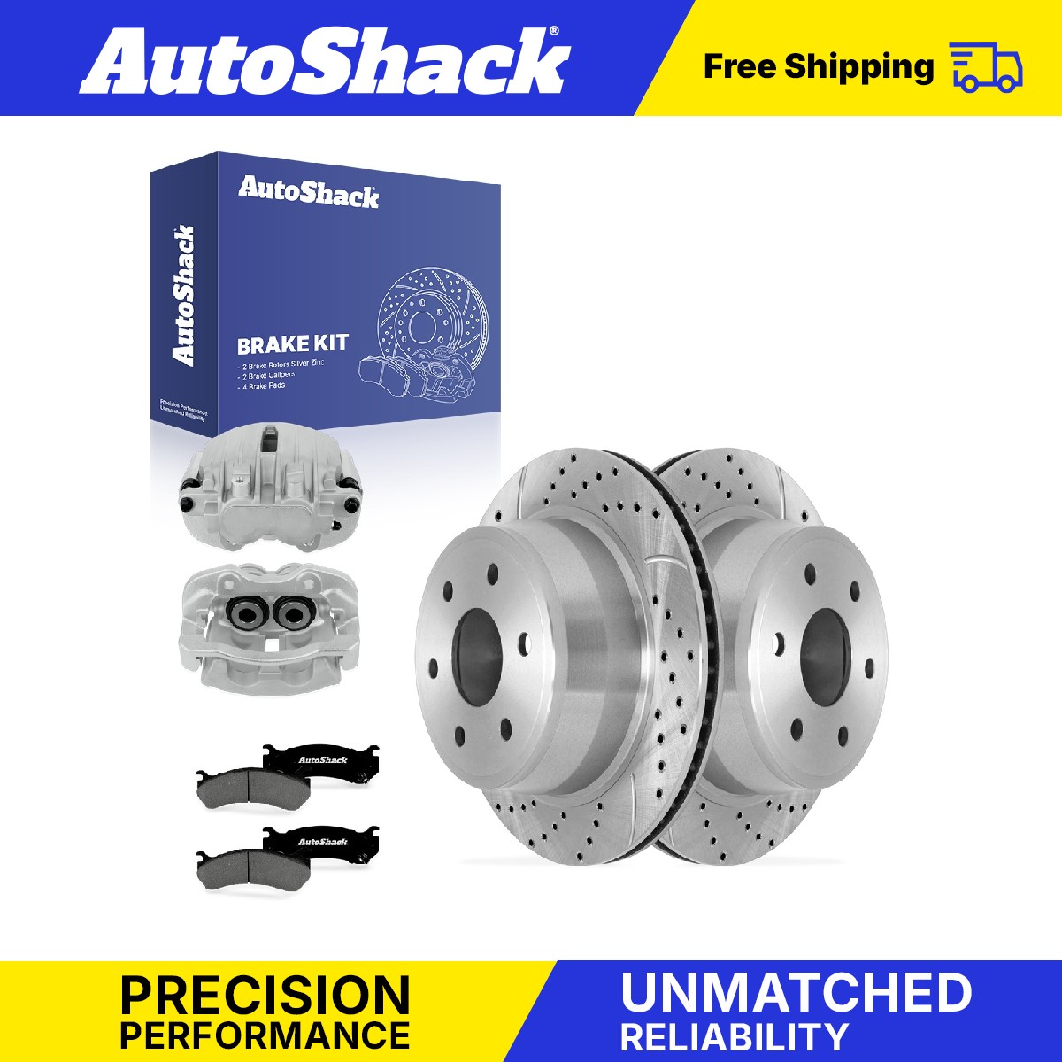Rear Drilled Slotted Rotors Pad Caliper for Chevy, Silverado 1500 Classic 07