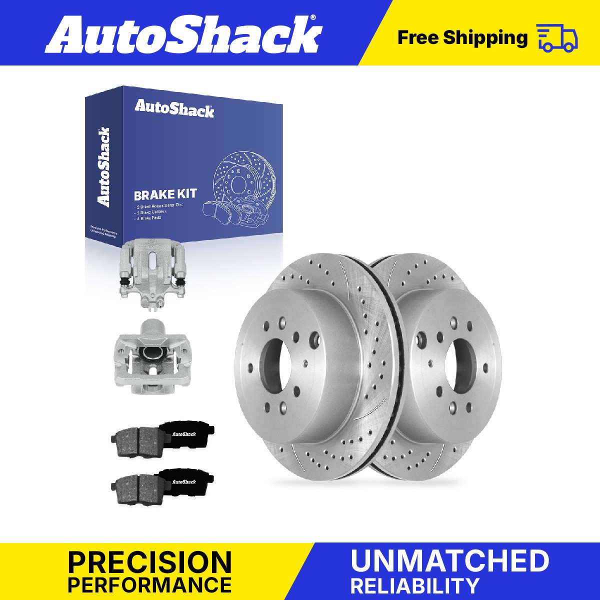 Rear Drilled Slotted Brake Rotors Premium Pads Calipers for Mazda, CX-7 07-12