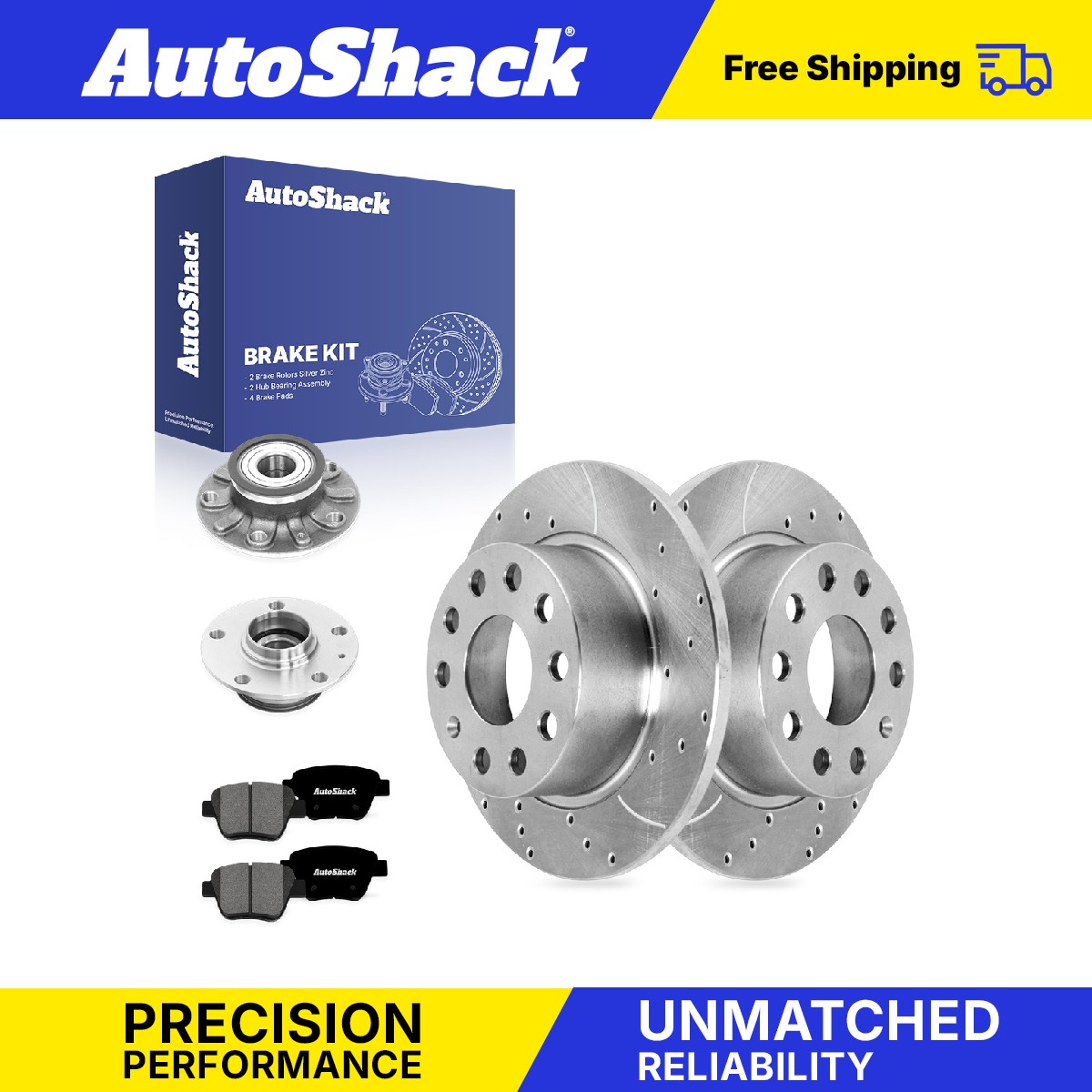 Rear Drilled Slotted Brake Rotors Premium Ceramic Pads Hubs for VW, Beetle 2013