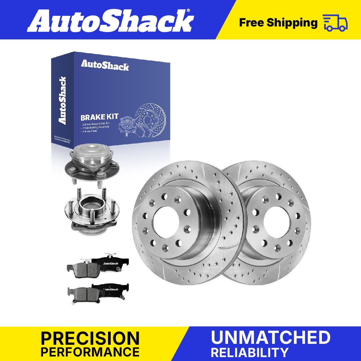Rear Drilled Slotted Brake Rotors Premium Pads Hubs for Buick, Envision 2018