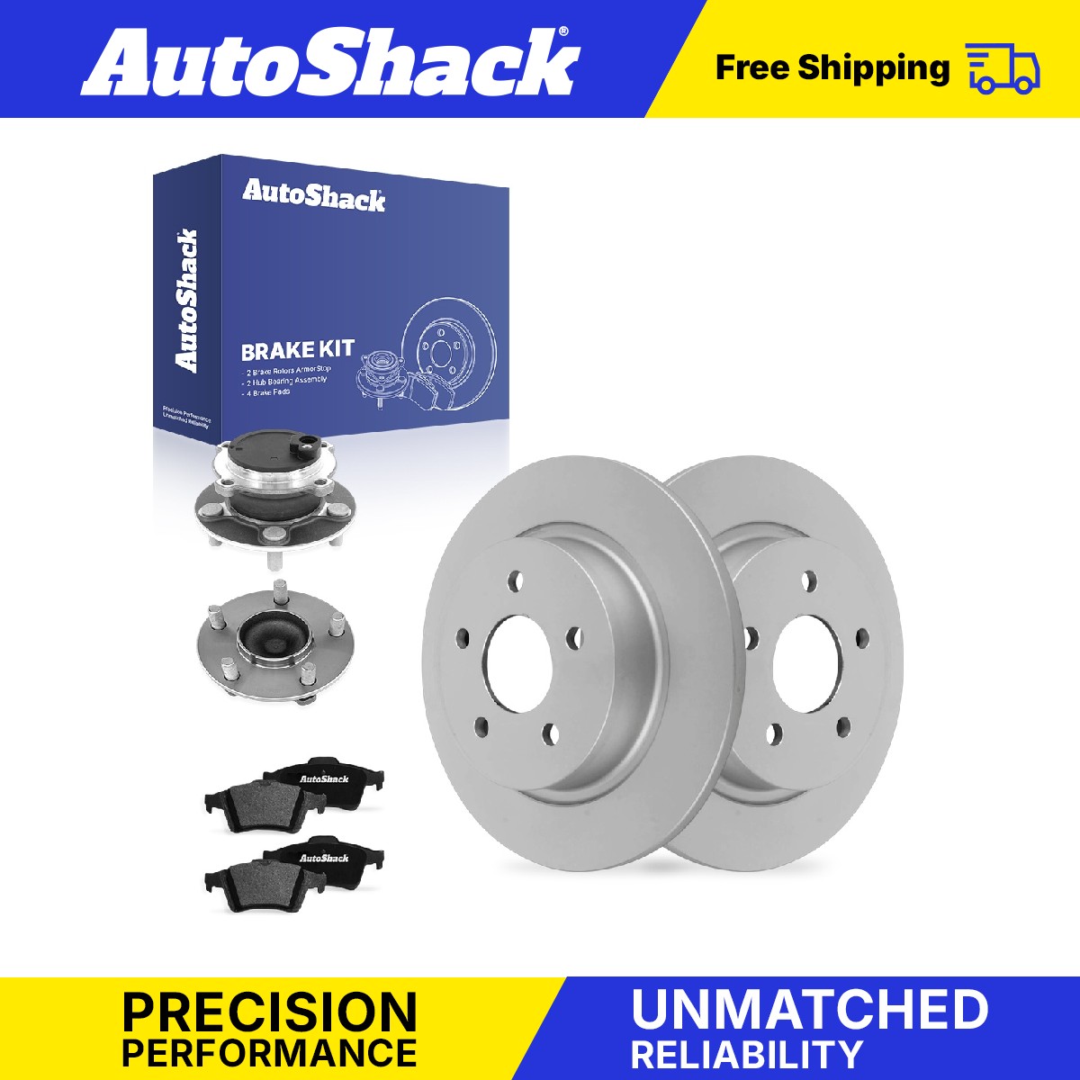 Rear Brake Rotors Ceramic Pads Hubs for Volvo, S40 2005-2011, FWD L5 2.4L 2.5L