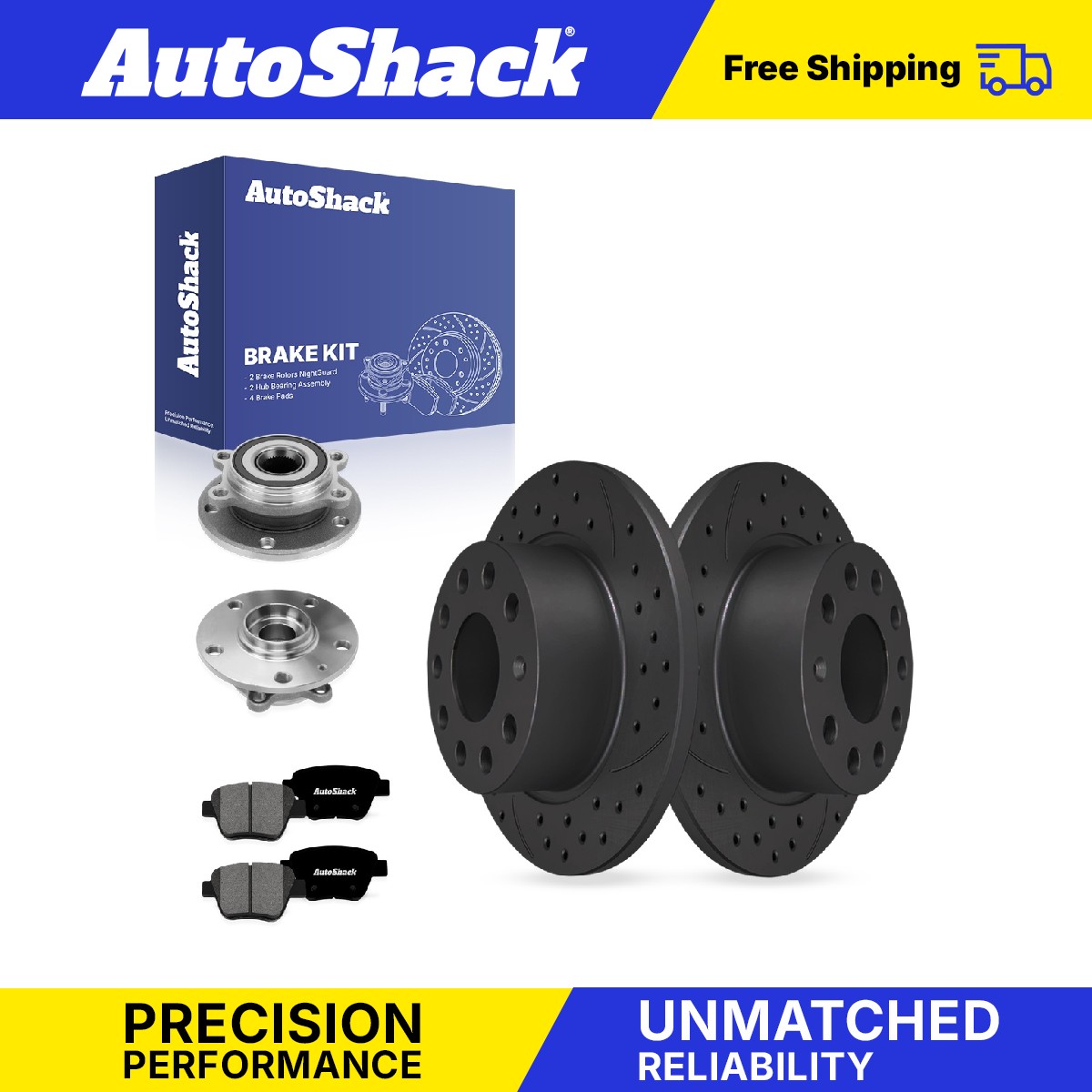 Rear Drilled Slotted Brake Rotors Premium Pads Hubs for Audi, A3 Quattro 11-13