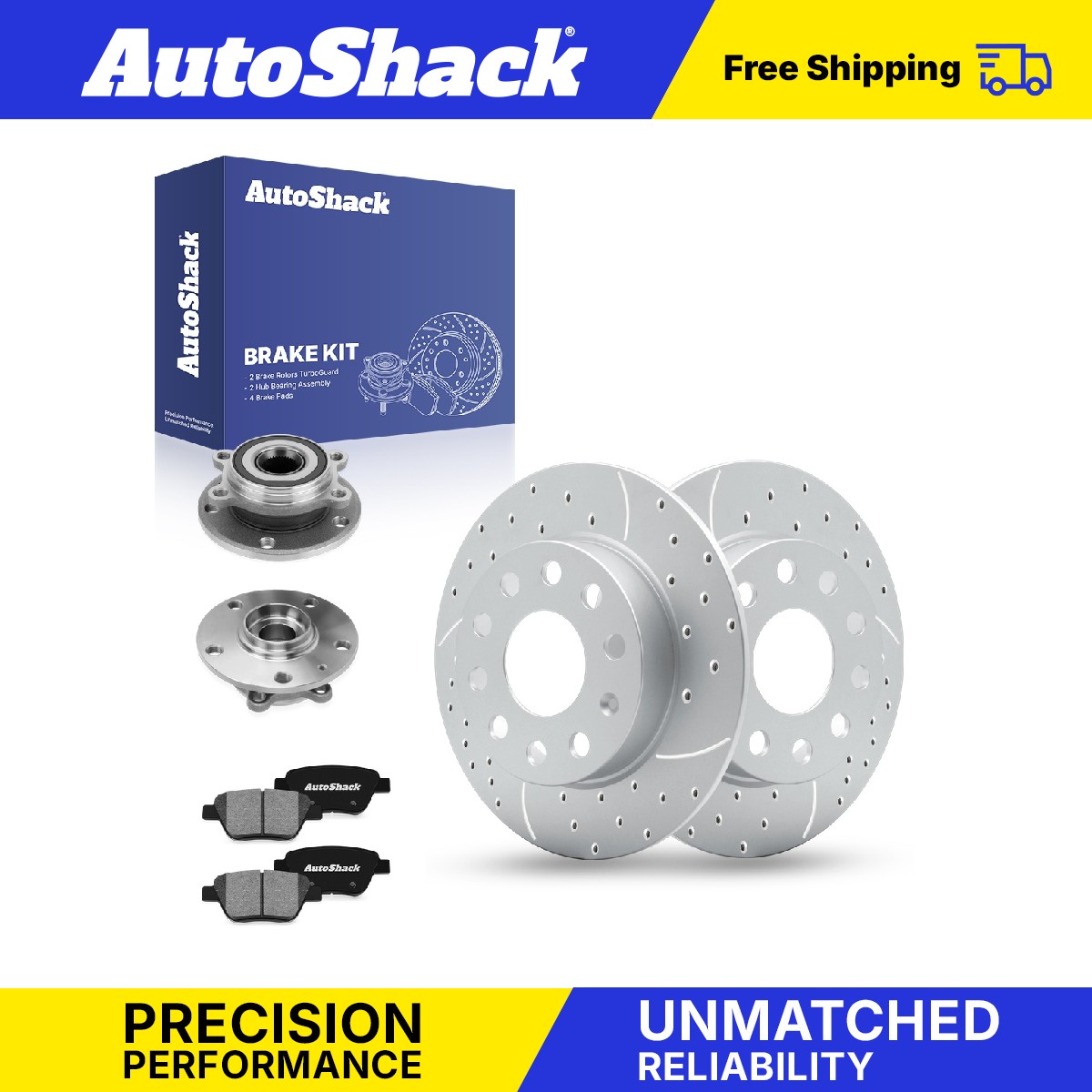 Rear Drilled Slotted Brake Rotors Ceramic Pads Hubs for Audi, A3 Quattro 11-13