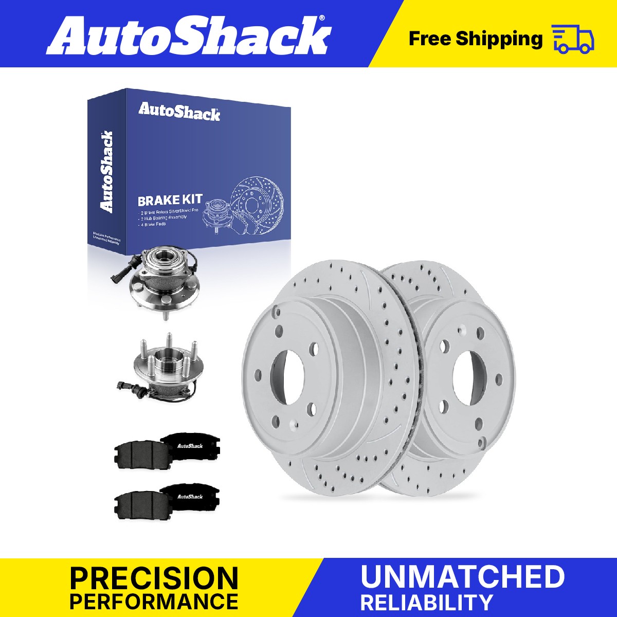 Rear Drilled Slotted Brake Rotors Premium Pad Hub for Chevy, Equinox 10-17