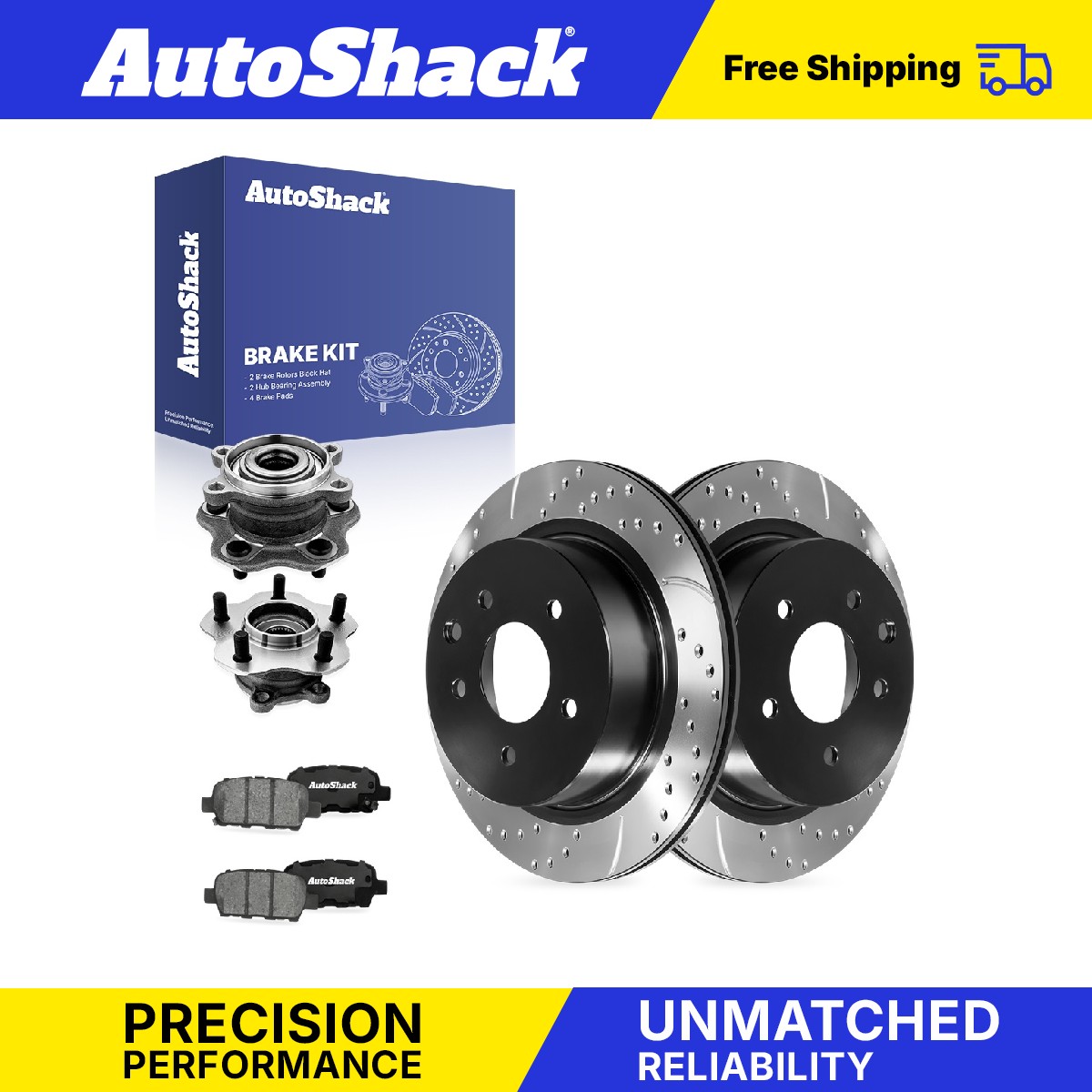 Rear Drilled Slotted Brake Rotors Pads Hubs for Nissan, Rogue 2014-2020