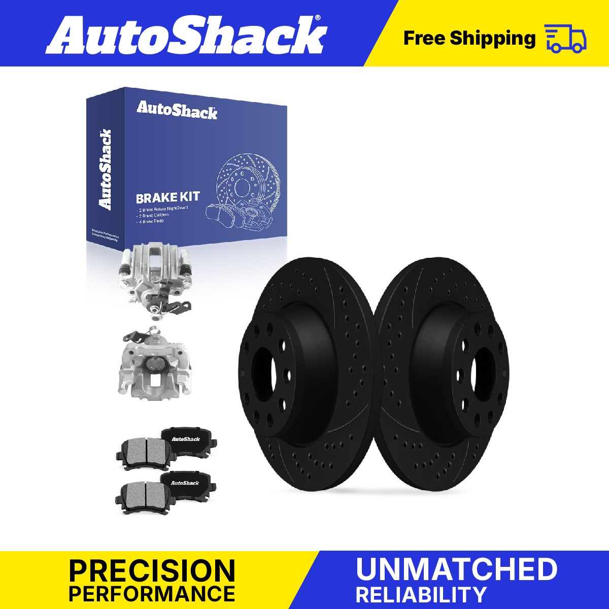 Rear Drilled Slotted Brake Rotors Ceramic Pads Calipers for VW, Jetta 2005