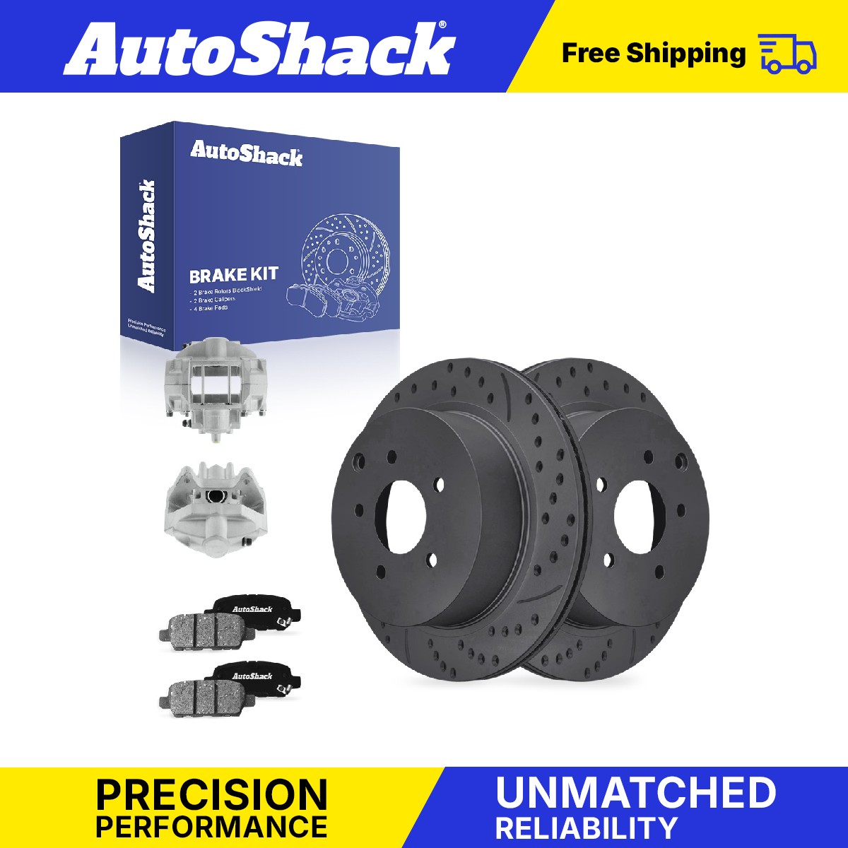 Rear Drilled Slotted Brake Rotors Ceramic Pads Calipers for INFINITI, Q60 2014