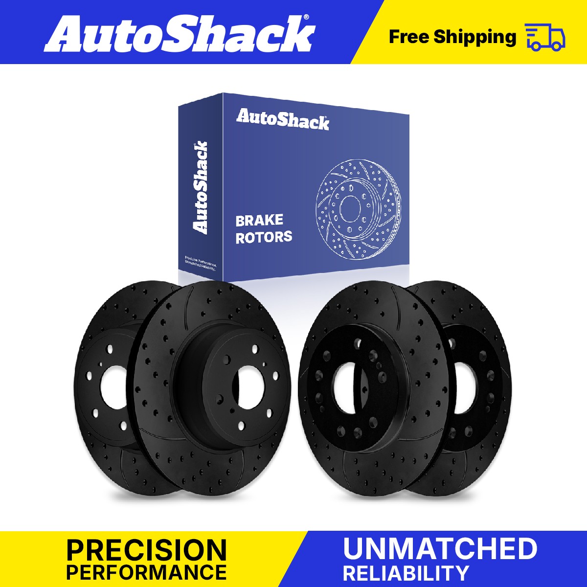 Front Rear Drilled Slotted Brake Rotors Set for Chevy, Silverado 1500 2007-2018