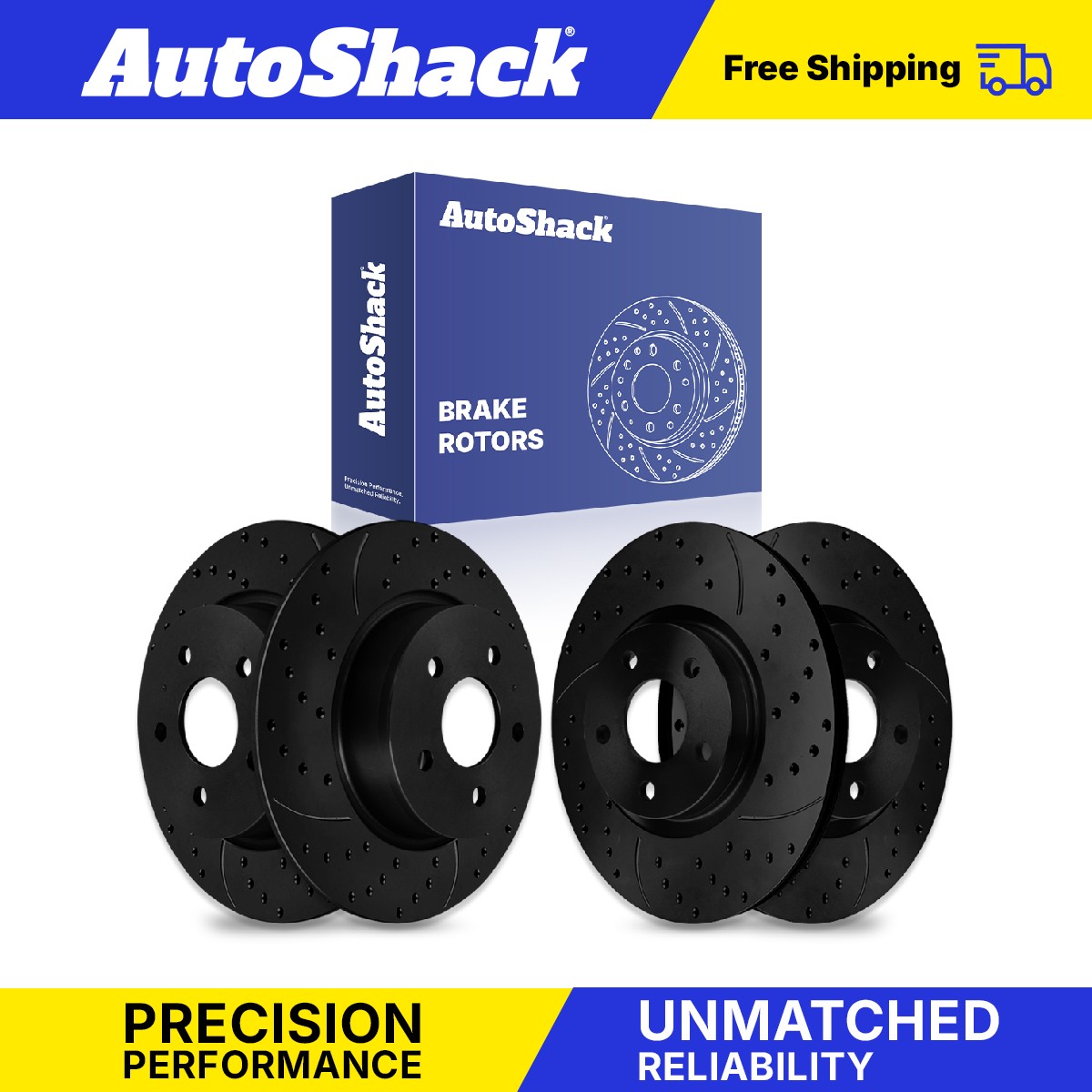 Front Rear Drilled Slotted Brake Rotors Set for Ford, C-Max 2013-2018