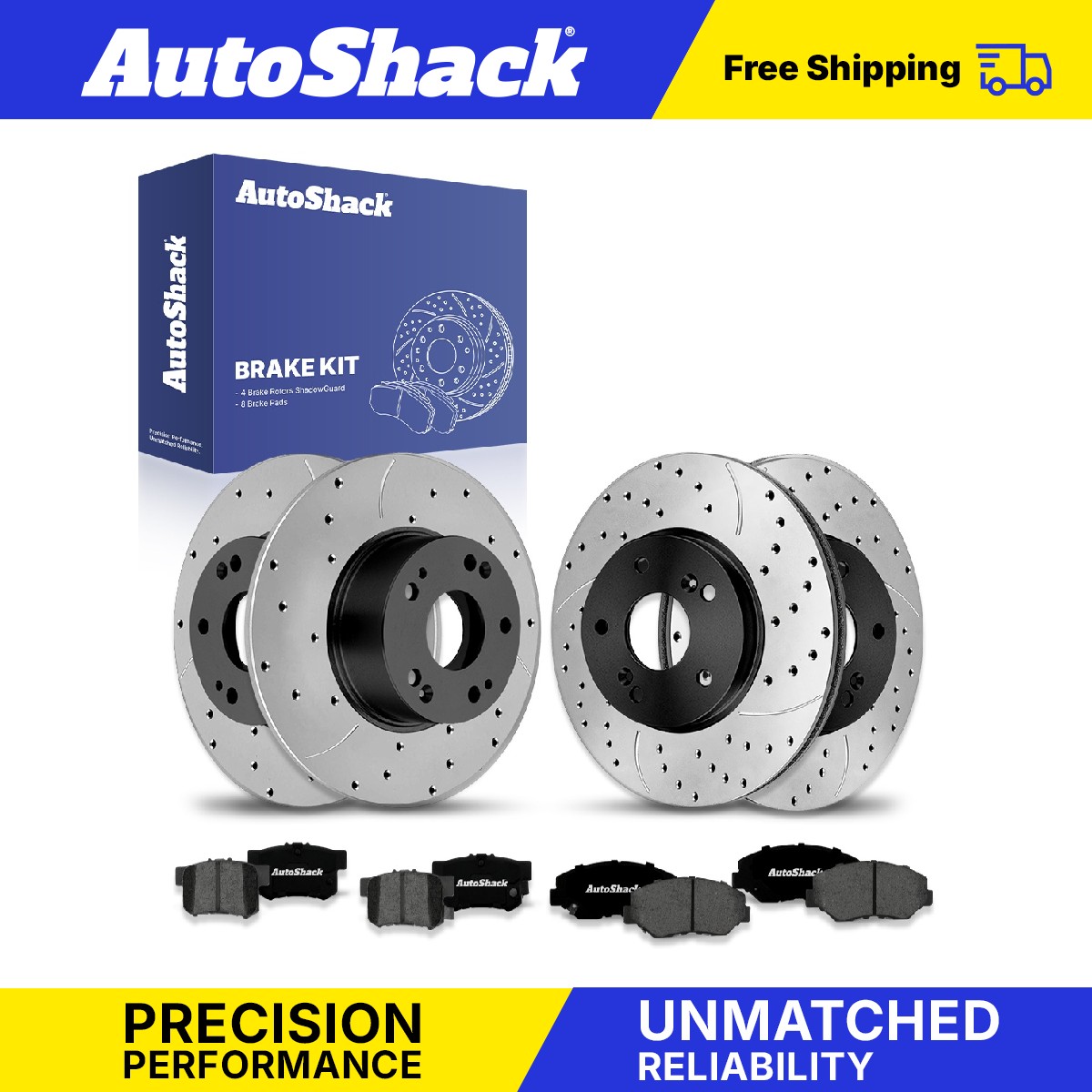 Front Rear Drilled Slotted Brake Rotors Premium Pads for Honda, Accord 2003-2005