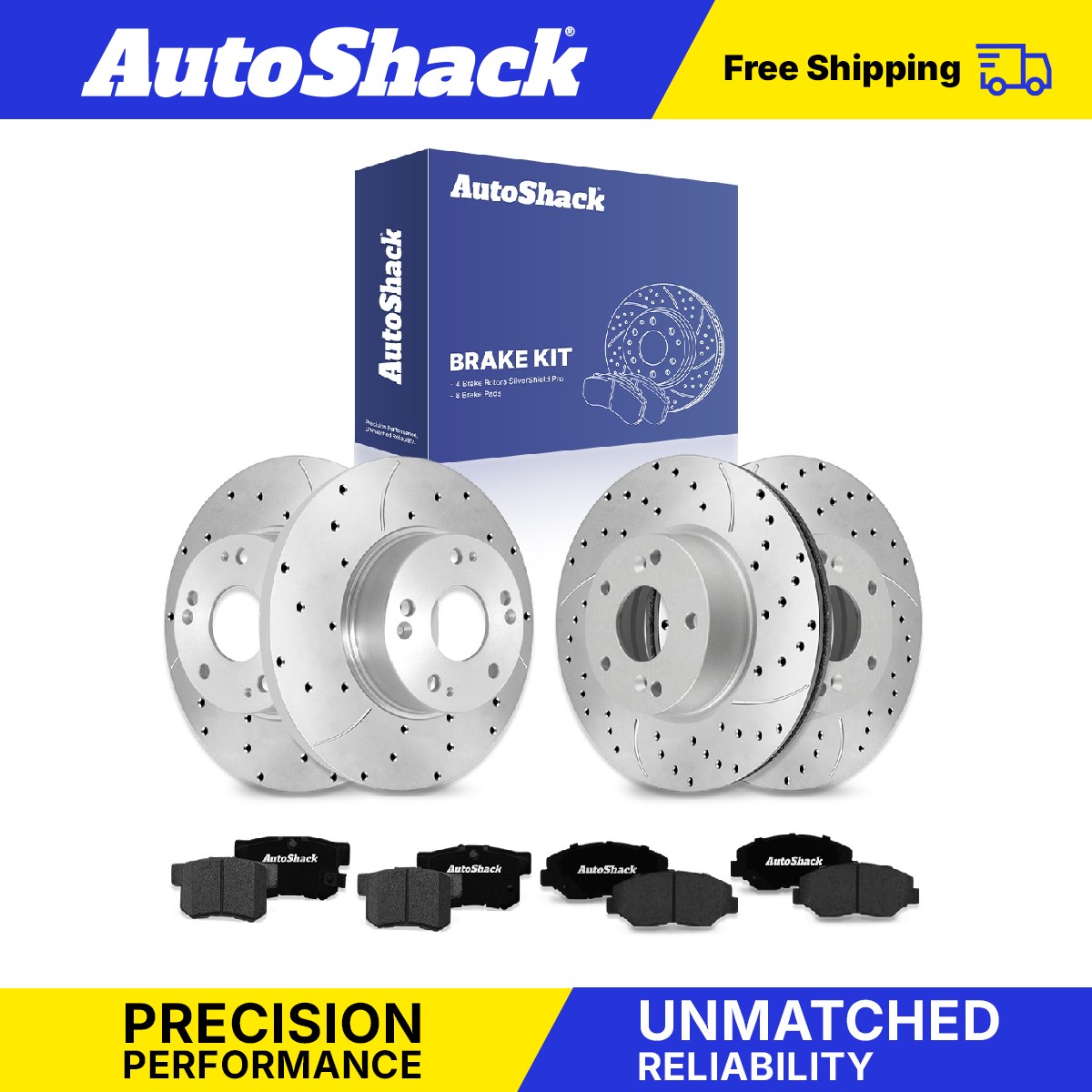 Front Rear Drilled Slotted Brake Rotors Ceramic Pads for Honda, Accord 2003-2005