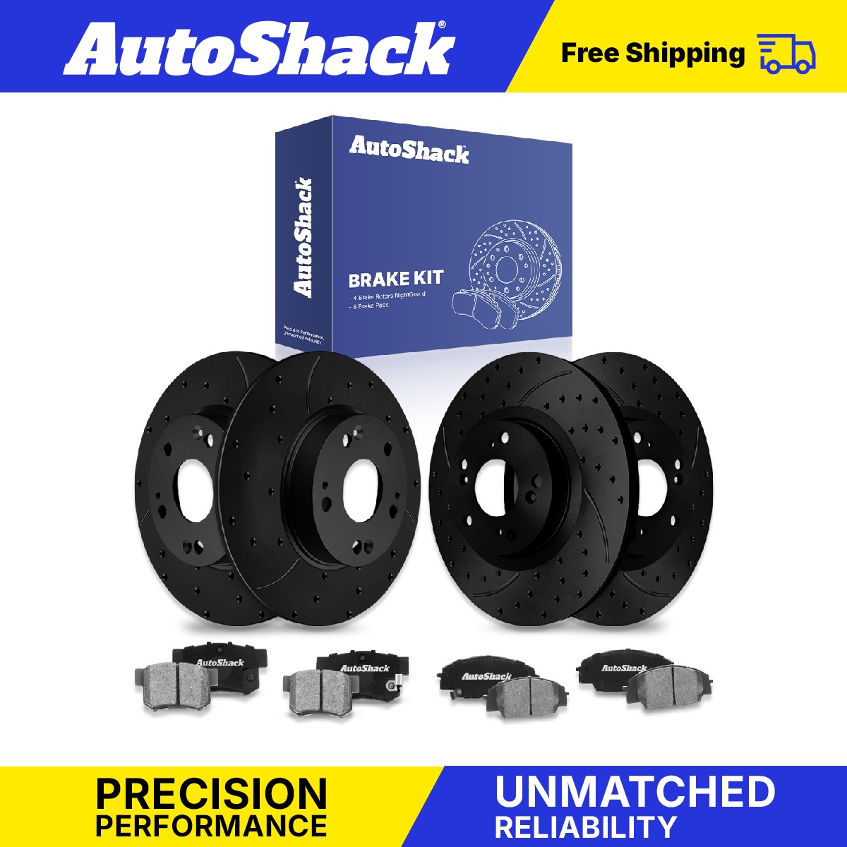 Front Rear Drilled Slotted Brake Rotors Ceramic Pads for Honda, Civic 2006-2011