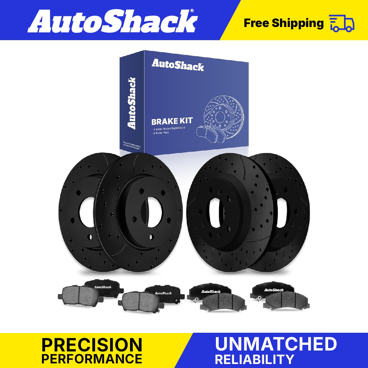 Front Rear Drilled Slotted Brake Rotors Ceramic Pads for Chevy, Impala 2012-2013
