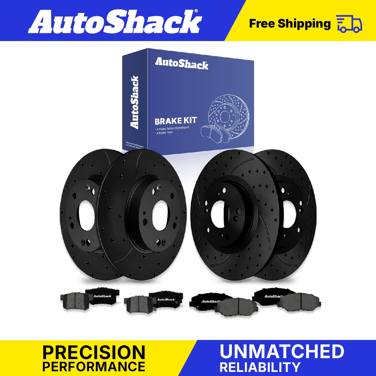 Front Rear Drilled Slotted Brake Rotors Premium Pads for Honda, Civic 2012-2015