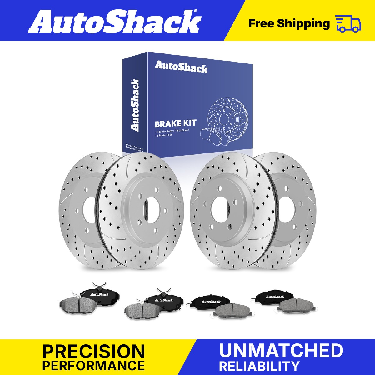 Front Rear Drilled Slotted Brake Rotors Ceramic Pads for 2011-2014 Ford Mustang
