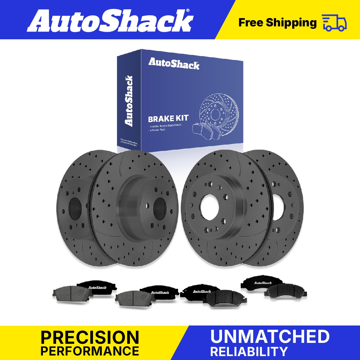 Front Rear Drilled Slotted Brake Rotors Pads for Chevy, Silverado 1500 2007-2013