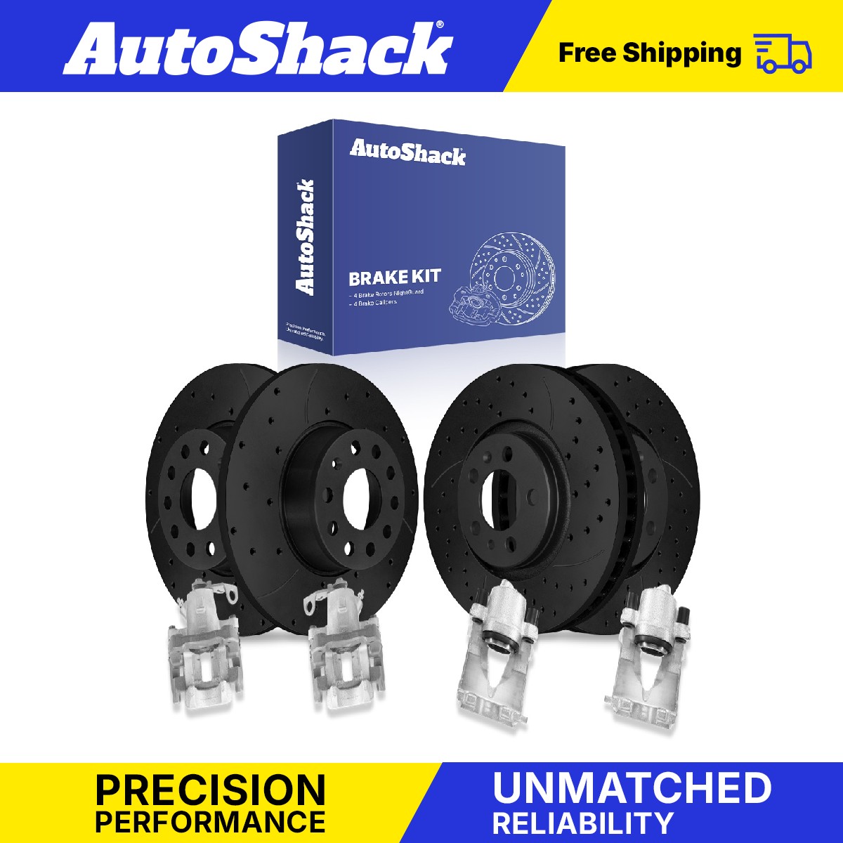 Front Rear Drilled Slotted Brake Rotors Calipers for Volkswagen, Jetta 2005