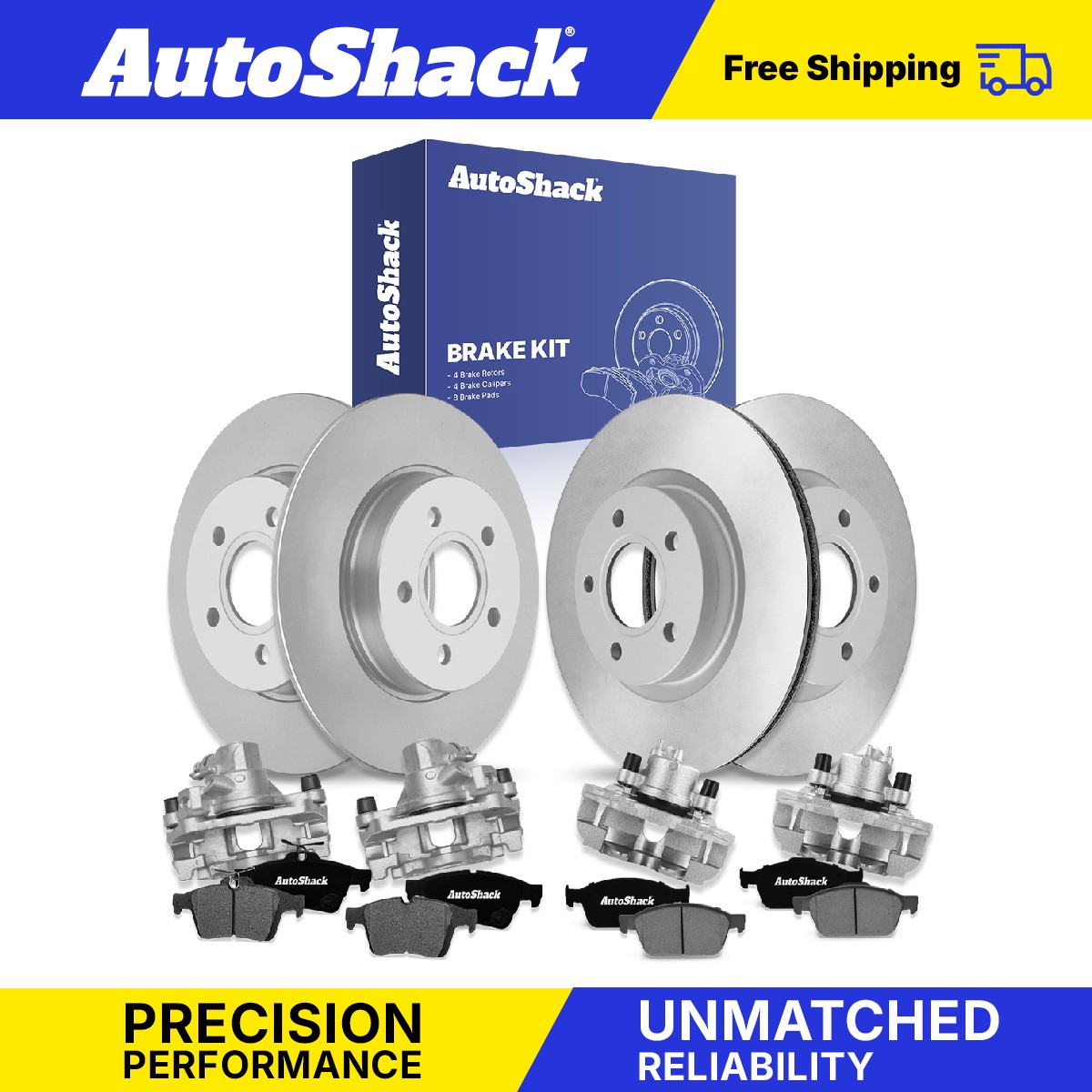 Front Rear Brake Rotors Ceramic Pads Calipers for Ford, Focus 2012-2018