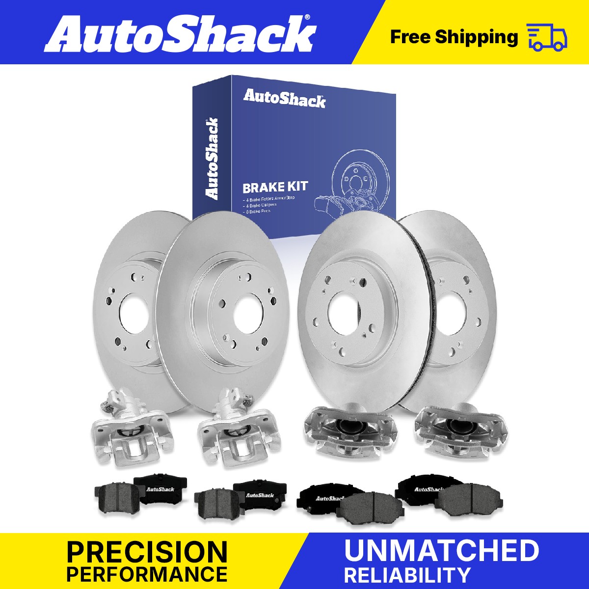 Front Rear Brake Rotors Premium Ceramic Pads Calipers for Honda, Civic 2015